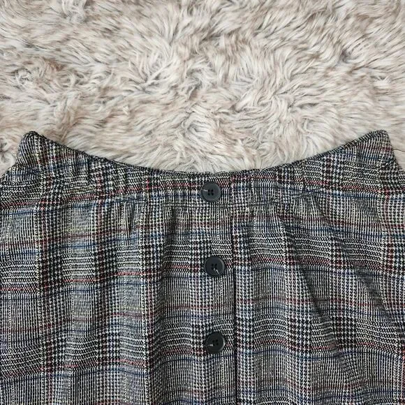 Vylette A-Line Plaid Mini Skirt Gray Faux Button Front Women's Size‎ XS - Picture 4 of 9